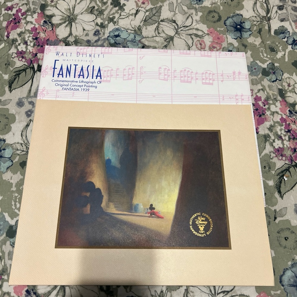 Disney Fantasia Commemorative Print with Gold Seal on Beige Mat